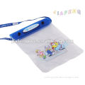 Waterproof PVC bag with long string and cartoon printed for mobile phone